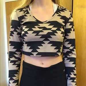 Black and Tan geometric crop top